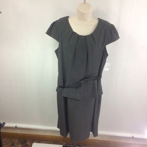 NWT Dress Barn Black & Grey Belted Dress